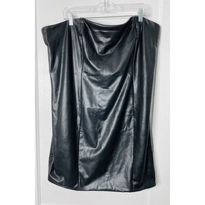 Avec Les Filles Merna Mini Dress 2X Black Faux Leather Stretch Edgy LBD Revenge
